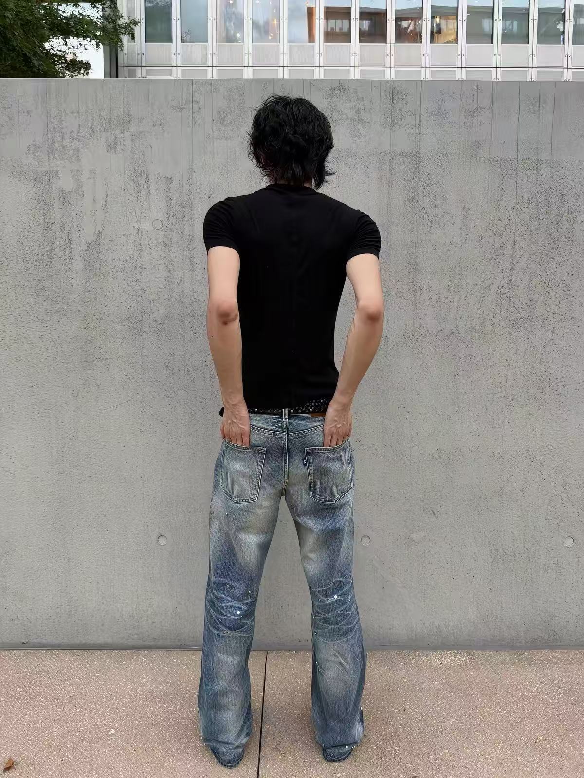 Frosted Glacier Fresh-Wash Distressed Whisker  Flare-Leg Jeans