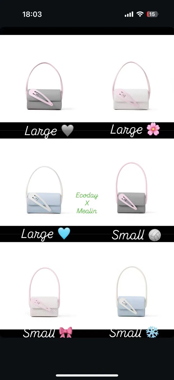 Ecoday x Mealin shoulder bag color and size options