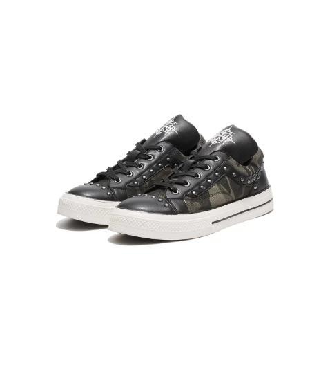 Camo Leather Panel Rivet Skate Shoes