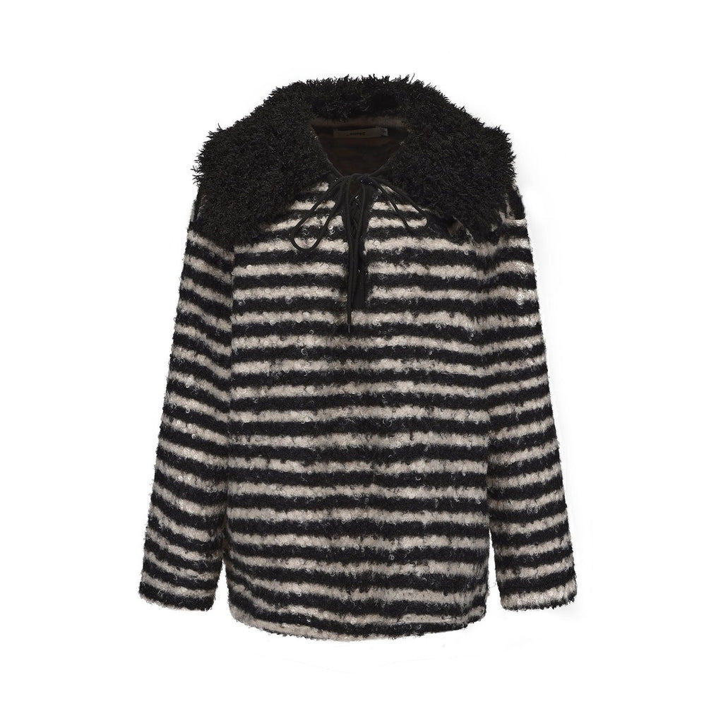 24ANS Detachable Collar Striped Knit Sweater