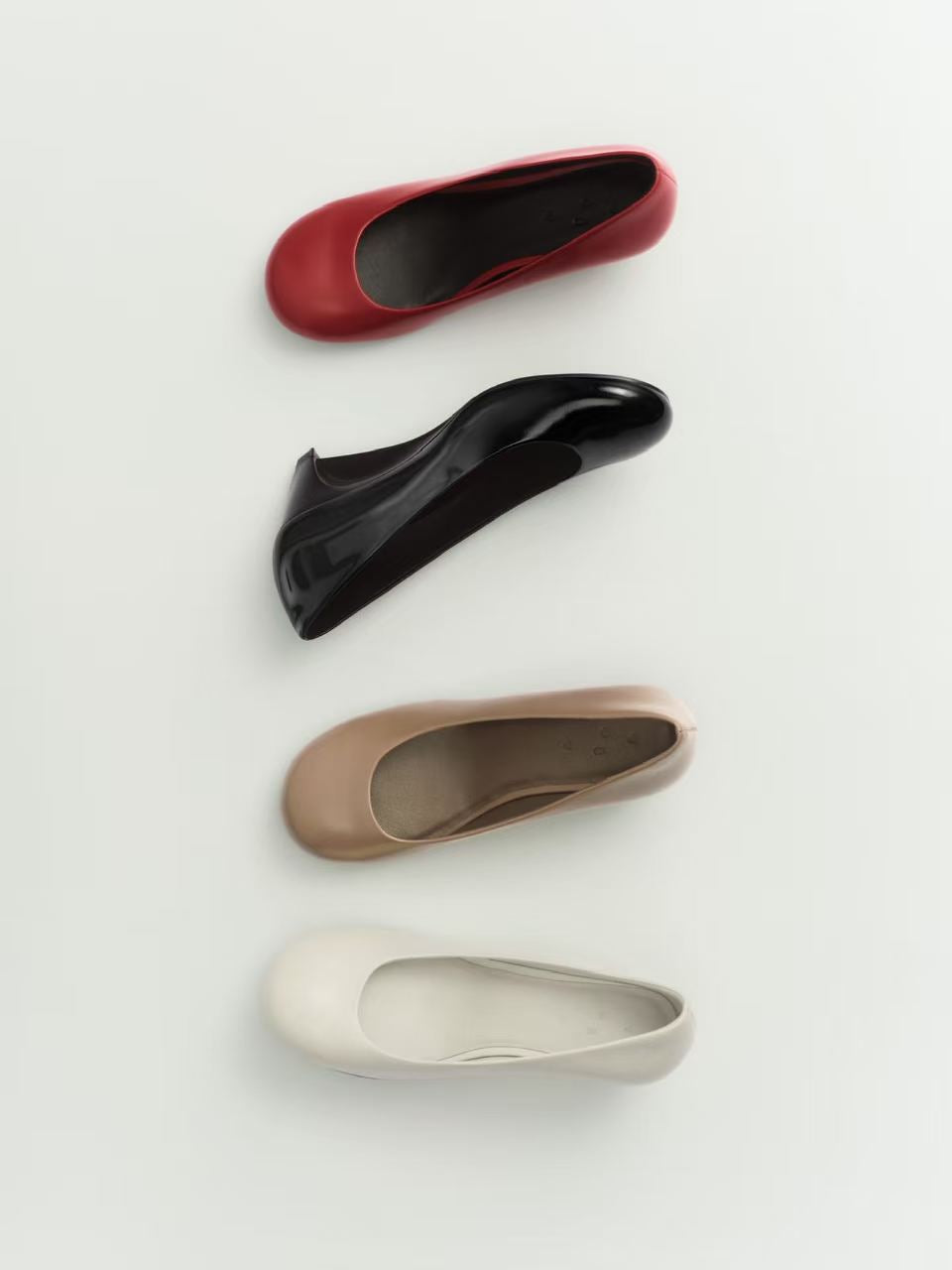 Red Calfskin Wedge Heel Shoes