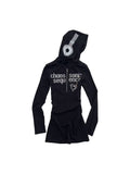 LOUD MUSIC CHAOS RHINESTONE GRAPHIC ZIP-UP HOODED DRESS