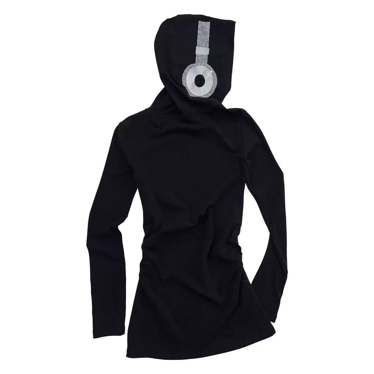 LOUD MUSIC CHAOS RHINESTONE GRAPHIC ZIP-UP HOODED DRESS