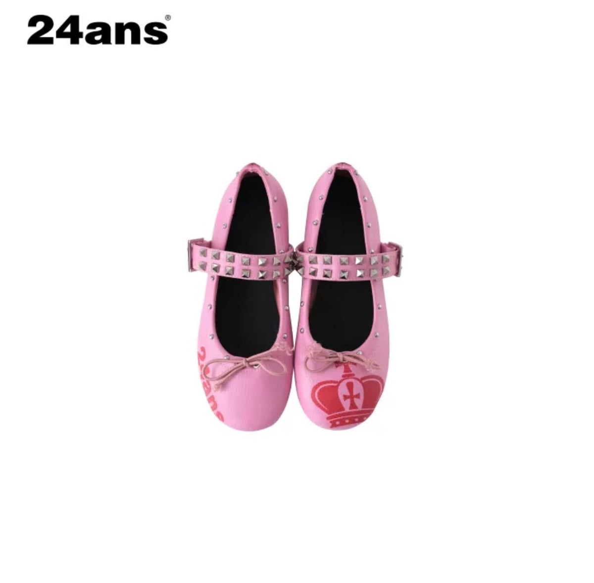 24ANS STUDDED GRAFFITI MARY JANE BALLET FLATS
