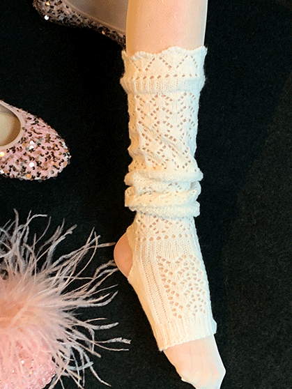 Grey/Black/White Cutout Knitted Leg Warmers