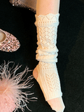 Grey/Black/White Cutout Knitted Leg Warmers