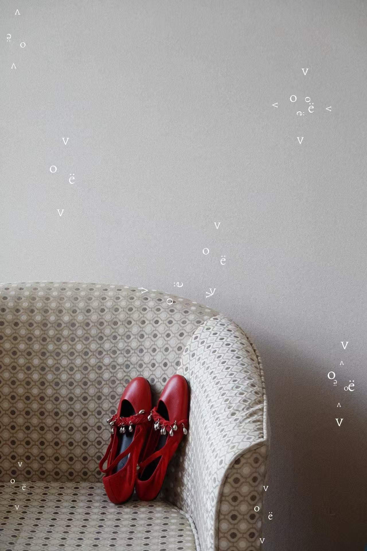 Red Lambskin Ballet Flats