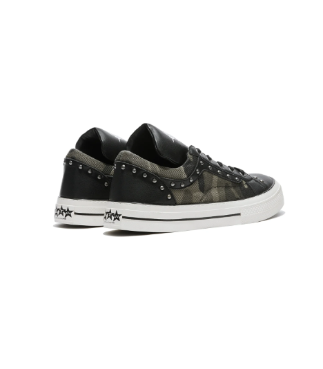 Camo Leather Panel Rivet Skate Shoes