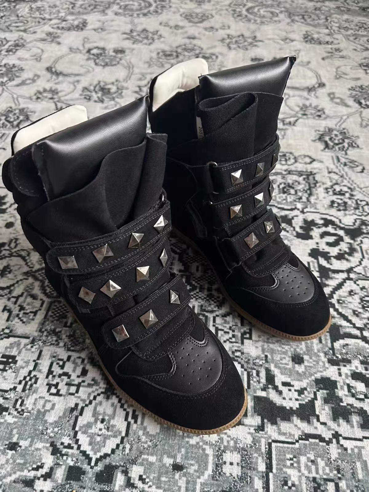 Shadow Rivet High-Top Wedge Boots