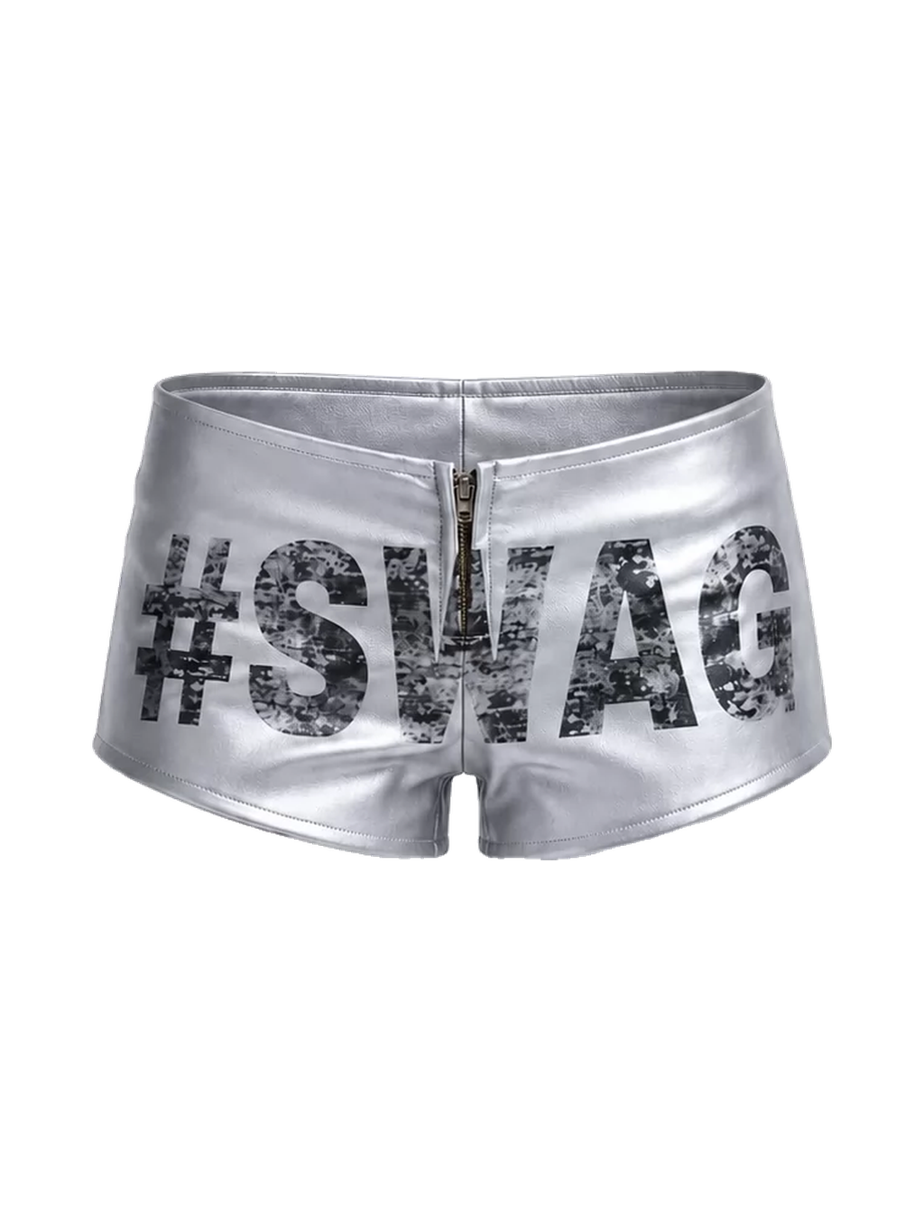 PAIKI Gold & Silver Stretch Faux Leather Shorts