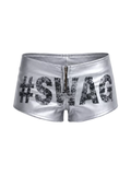PAIKI Gold & Silver Stretch Faux Leather Shorts