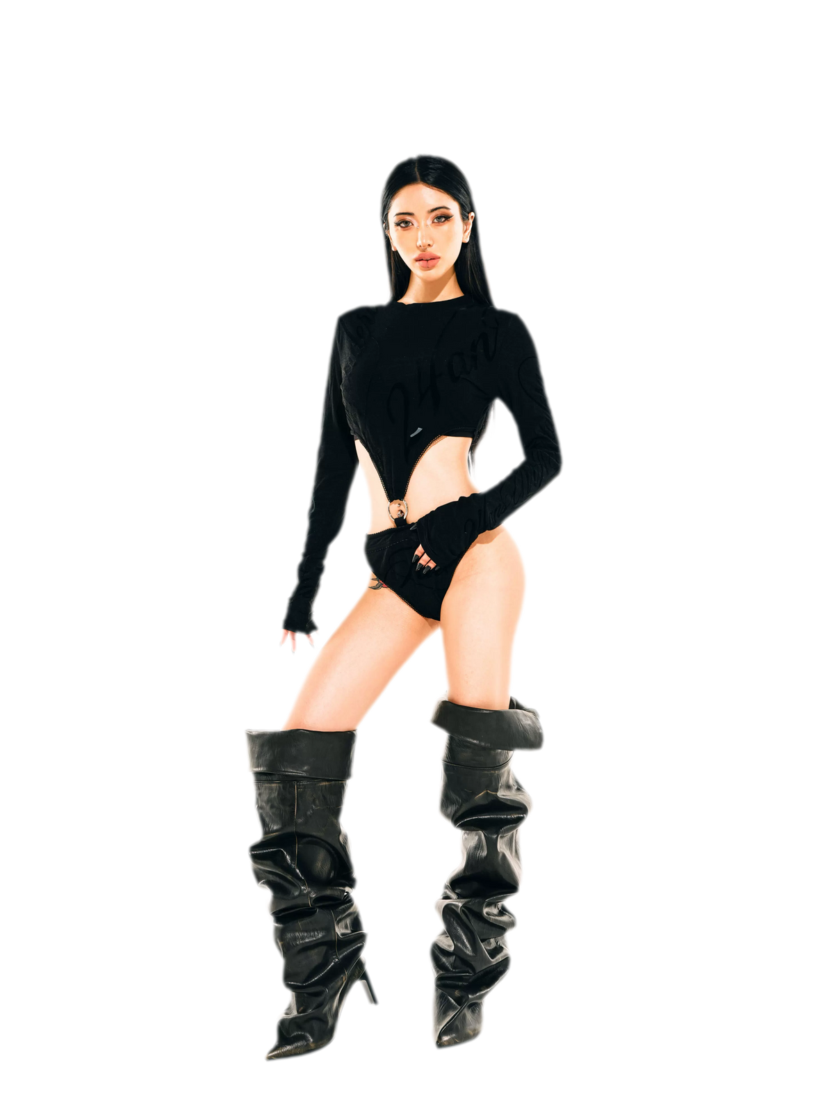 24ANS Flocked Cutout Fitted Bodysuit - detail 1