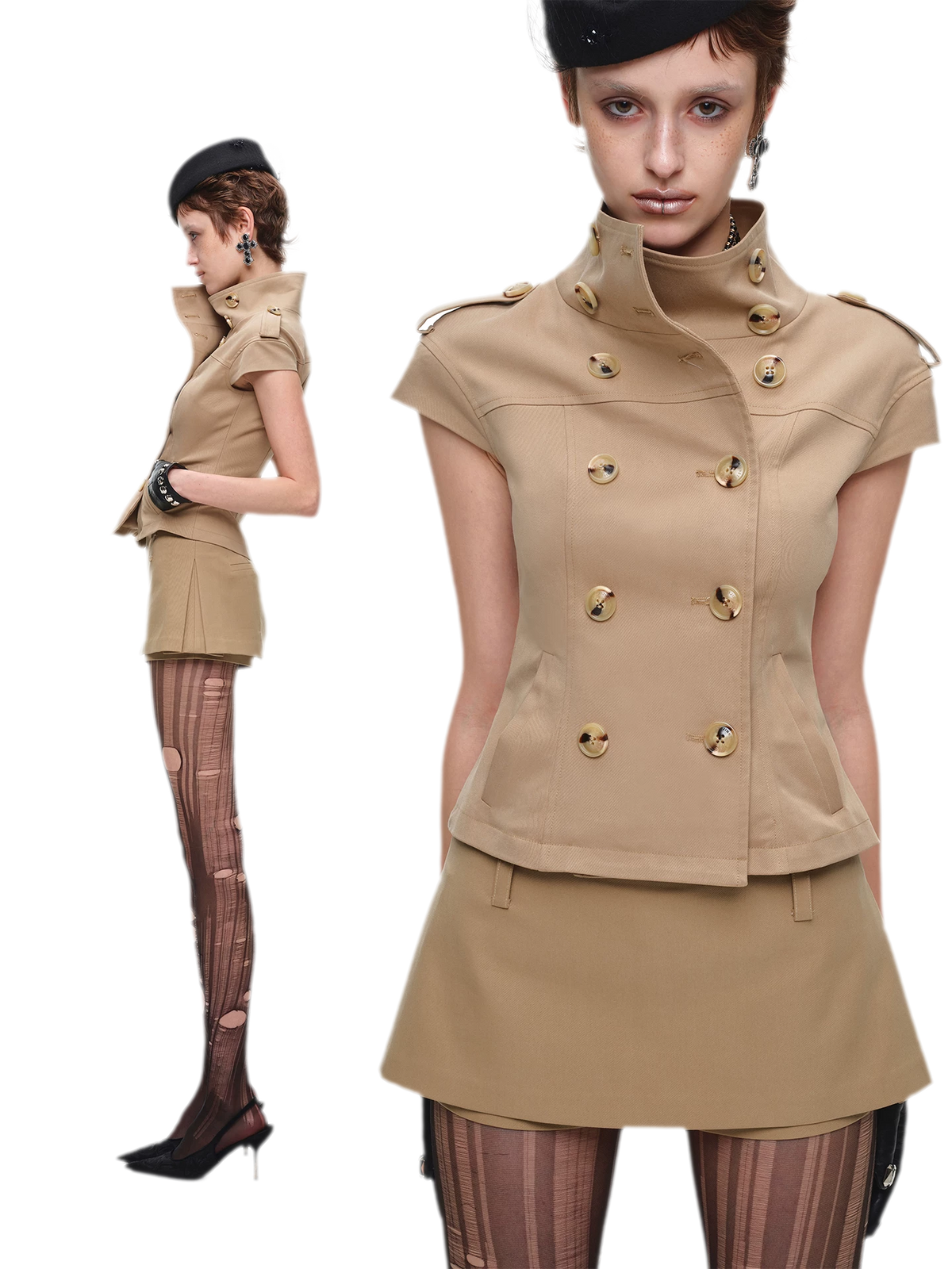 Tailored Slim Fit Double-Breasted Trench Jacket