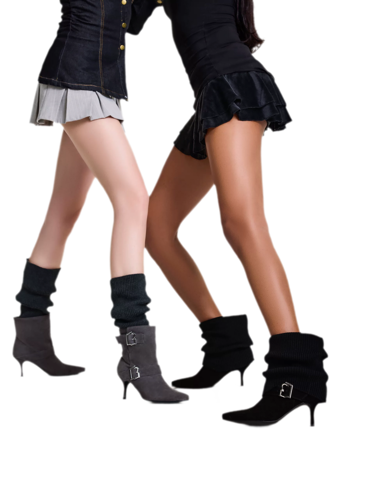 Suede pointed boots styled