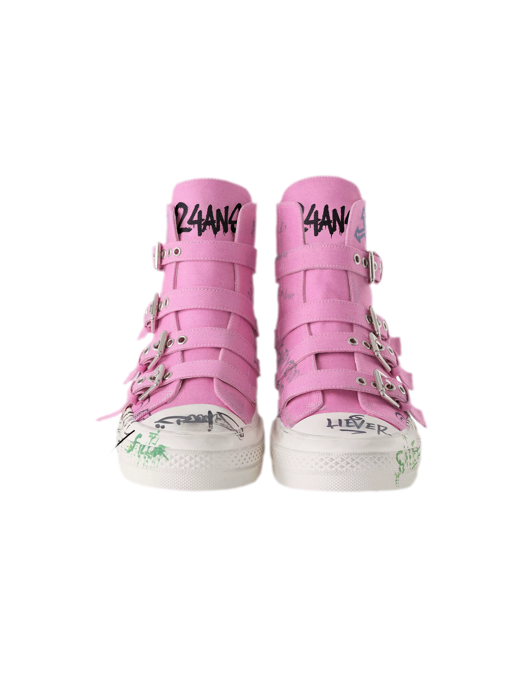 Hand-drawn graffiti high-top canvas sneakers