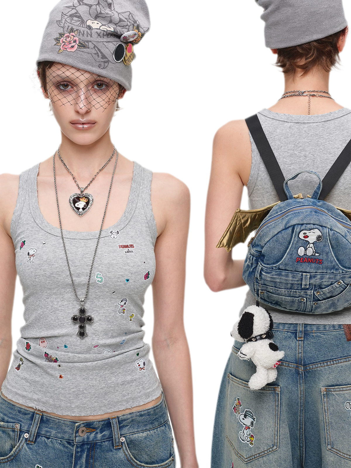 Washed Ribbed Scoop-Neck Rhinestone Tank Top