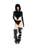 24ANS Flocked Cutout Fitted Bodysuit - front