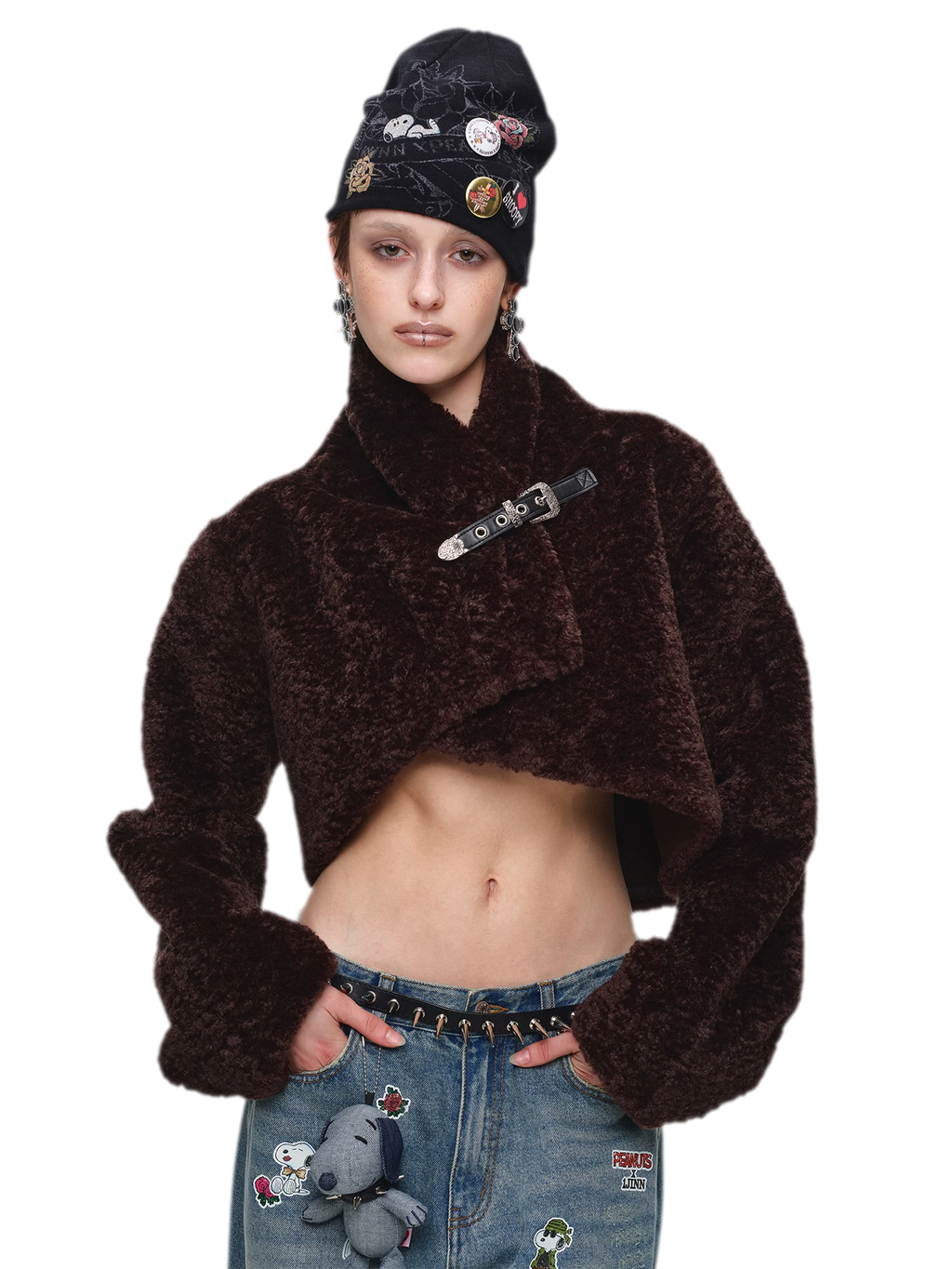 Plush Leopard Print Cropped Faux Fur Coat