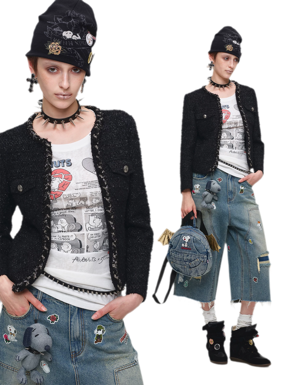 Boucle Tweed Cropped Jacket and Shorts Set