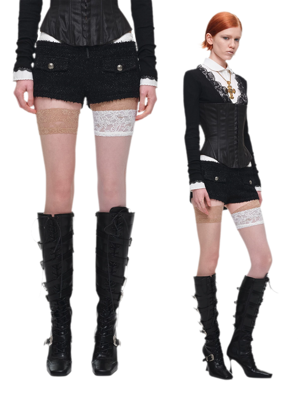 Boucle Tweed Cropped Jacket and Shorts Set