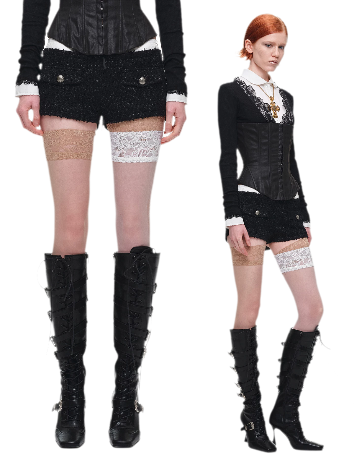 Boucle Tweed Cropped Jacket and Shorts Set