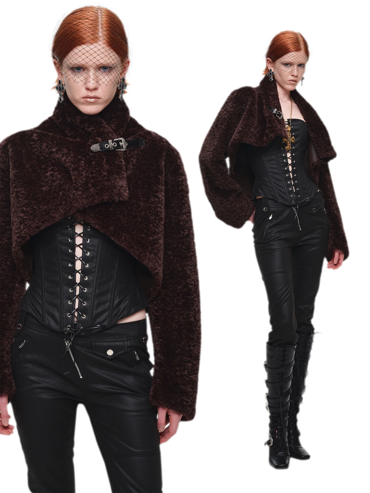 Plush Leopard Print Cropped Faux Fur Coat