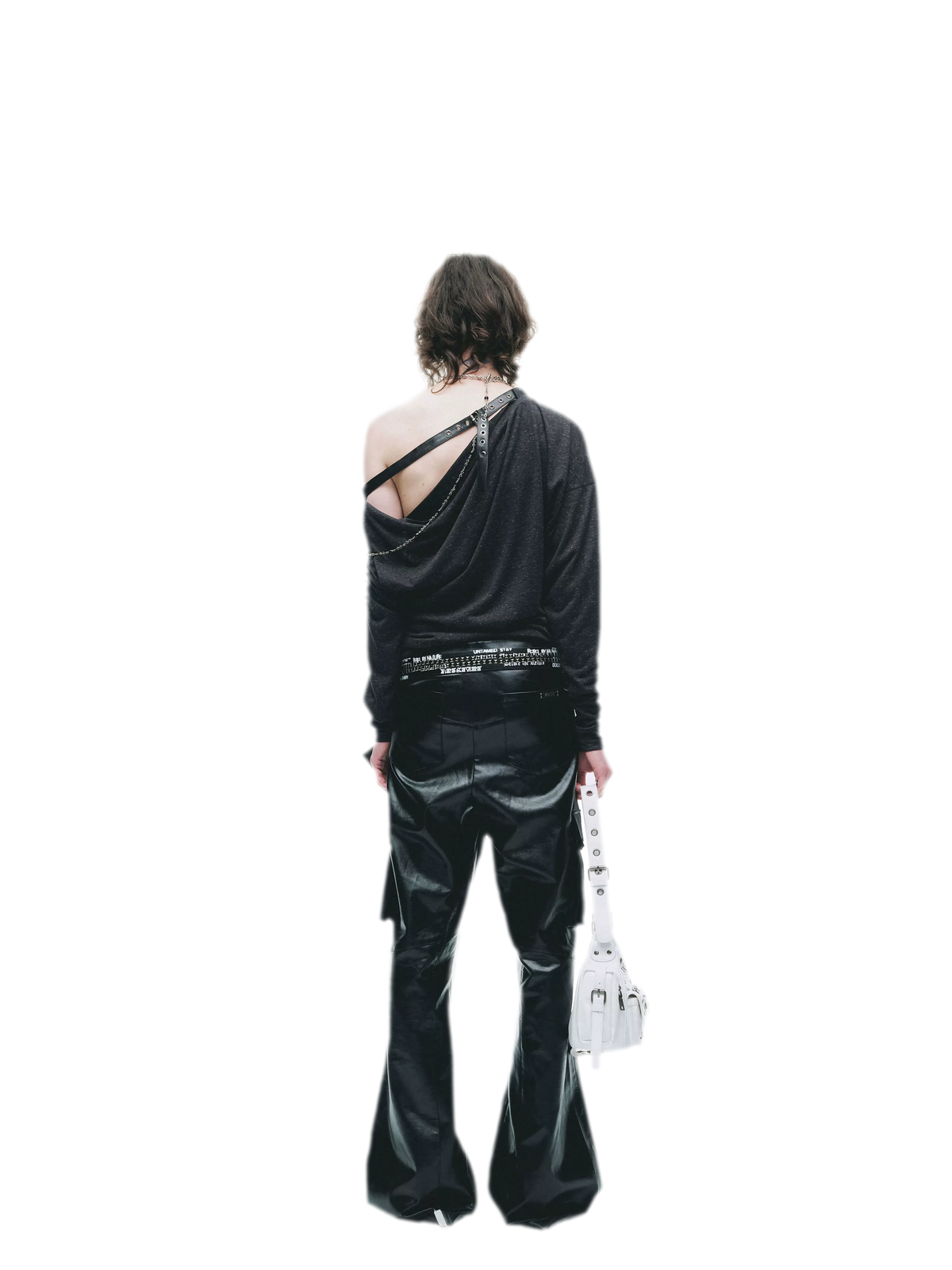 24ANS Distressed One-Shoulder Graphic T-Shirt - back