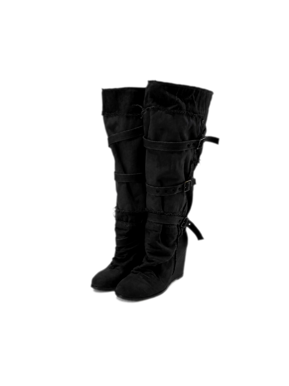 24ANS Distressed Pleated Wedge Boots - detail
