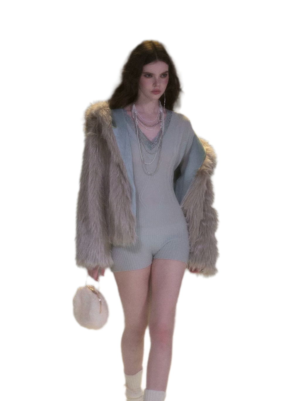 Reversible Suede & Plush Faux Fur Hooded Winter Jacket