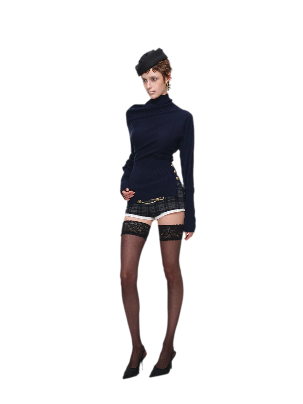 Acetate Cashmere Blend Batwing Turtleneck Sweater