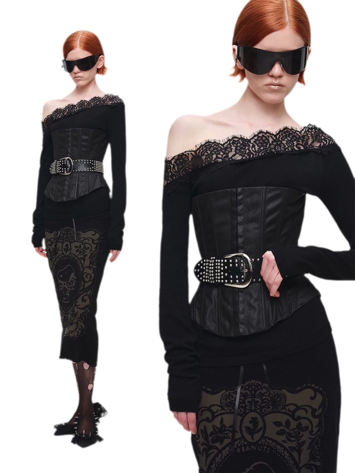Washed Faux Leather Lace-Up Corset Belt