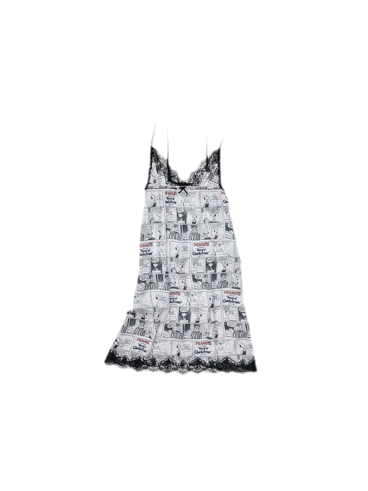 Vintage Newspaper Print Lace Trim Camisole Dress