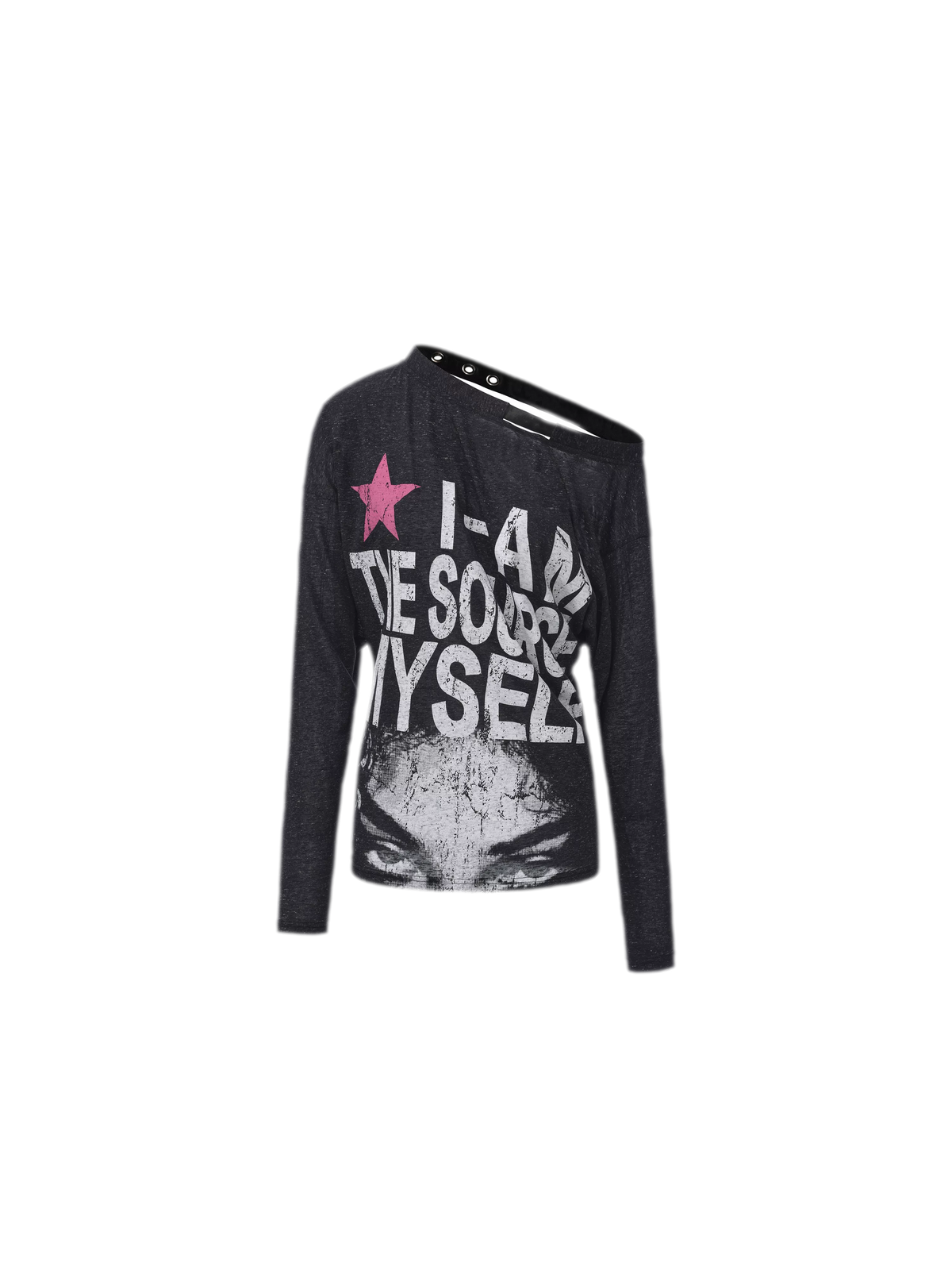 24ANS Distressed One-Shoulder Graphic T-Shirt - main