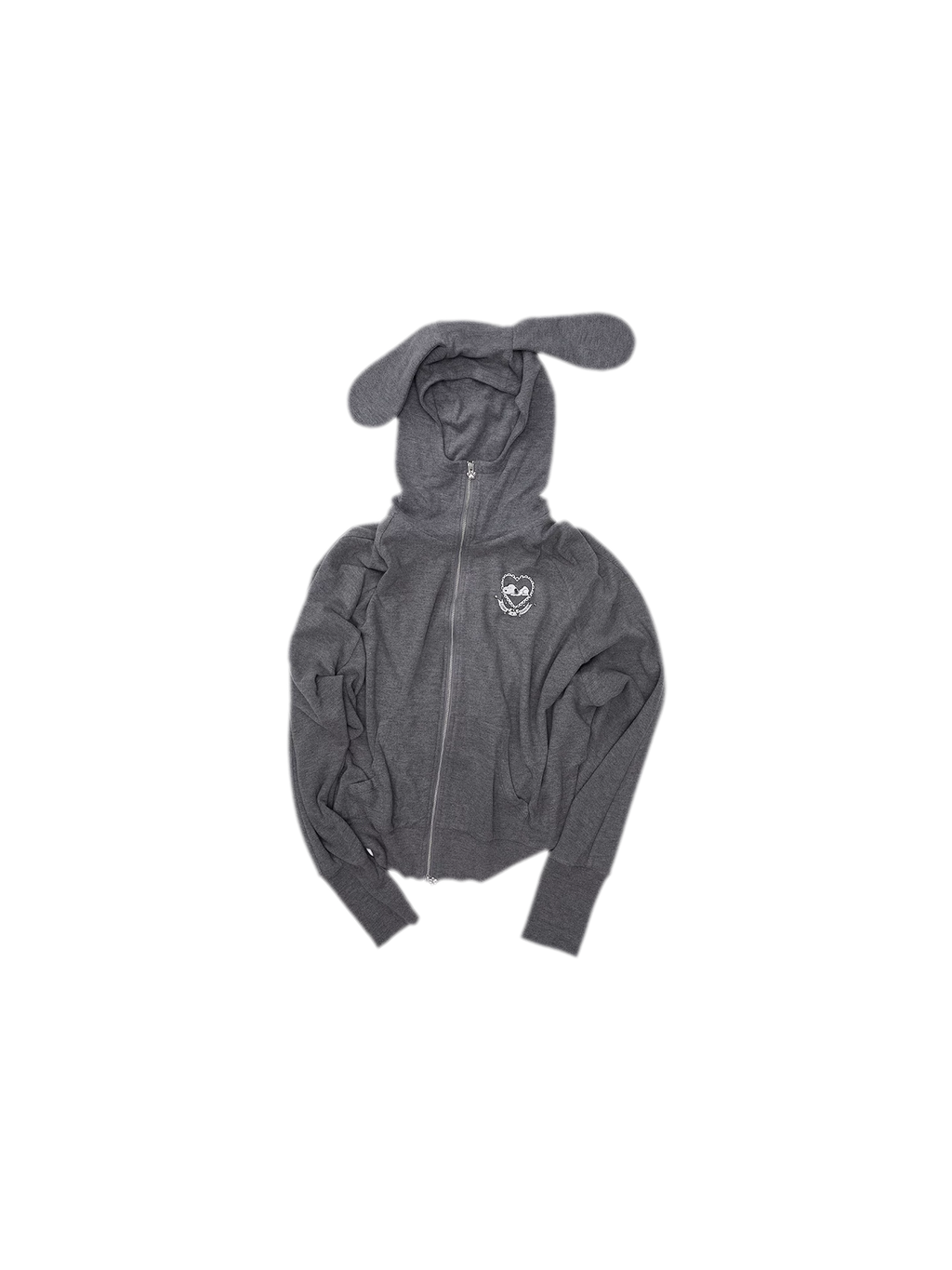 Brushed Knit Batwing Zip Hoodie Set with Dog-Ear Hood