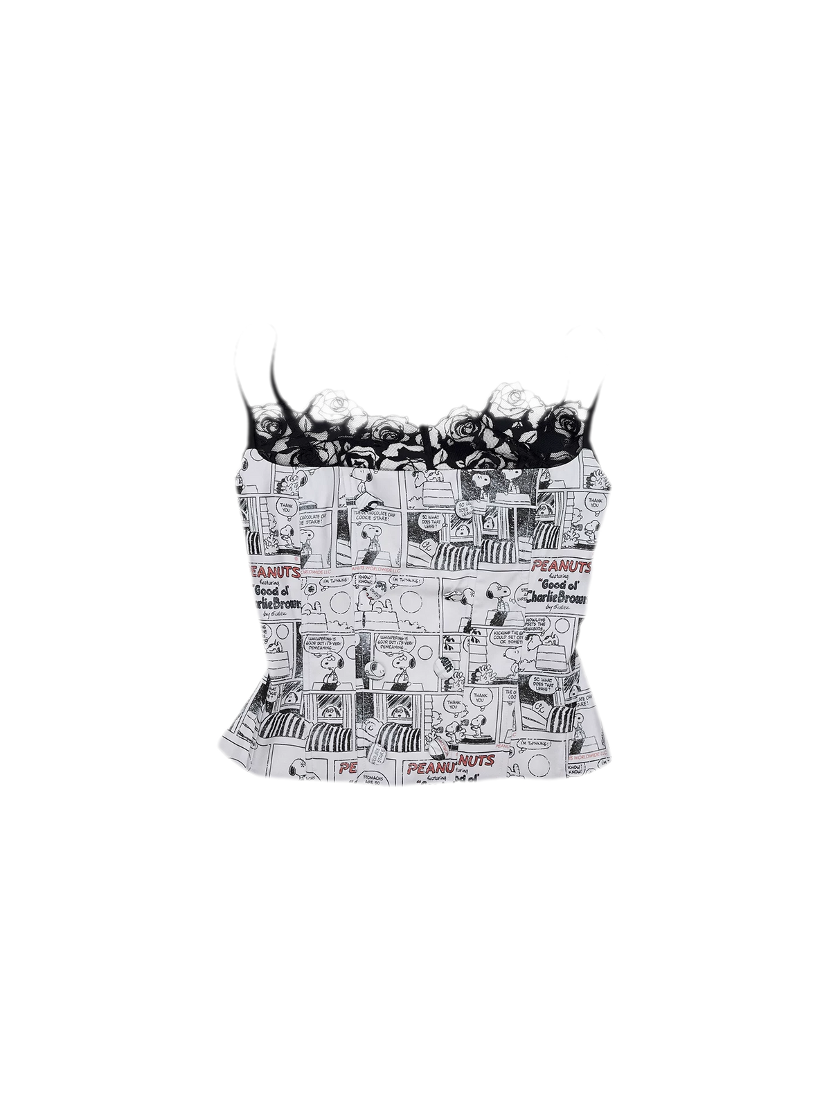Vintage Newspaper Print Lace Corset Bustier