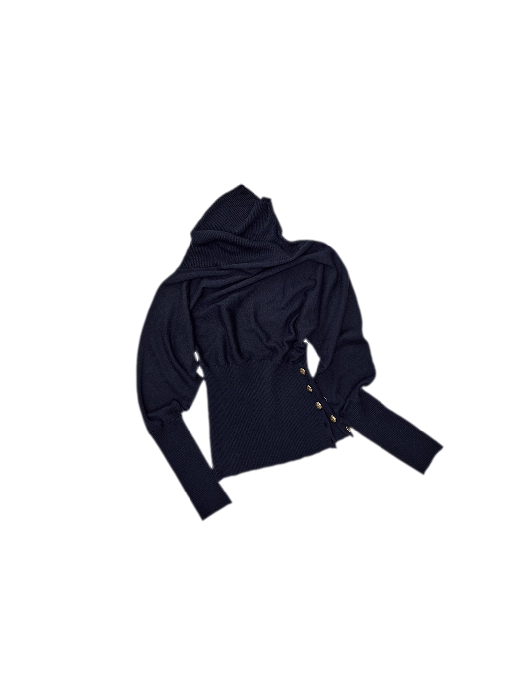 Acetate Cashmere Blend Batwing Turtleneck Sweater