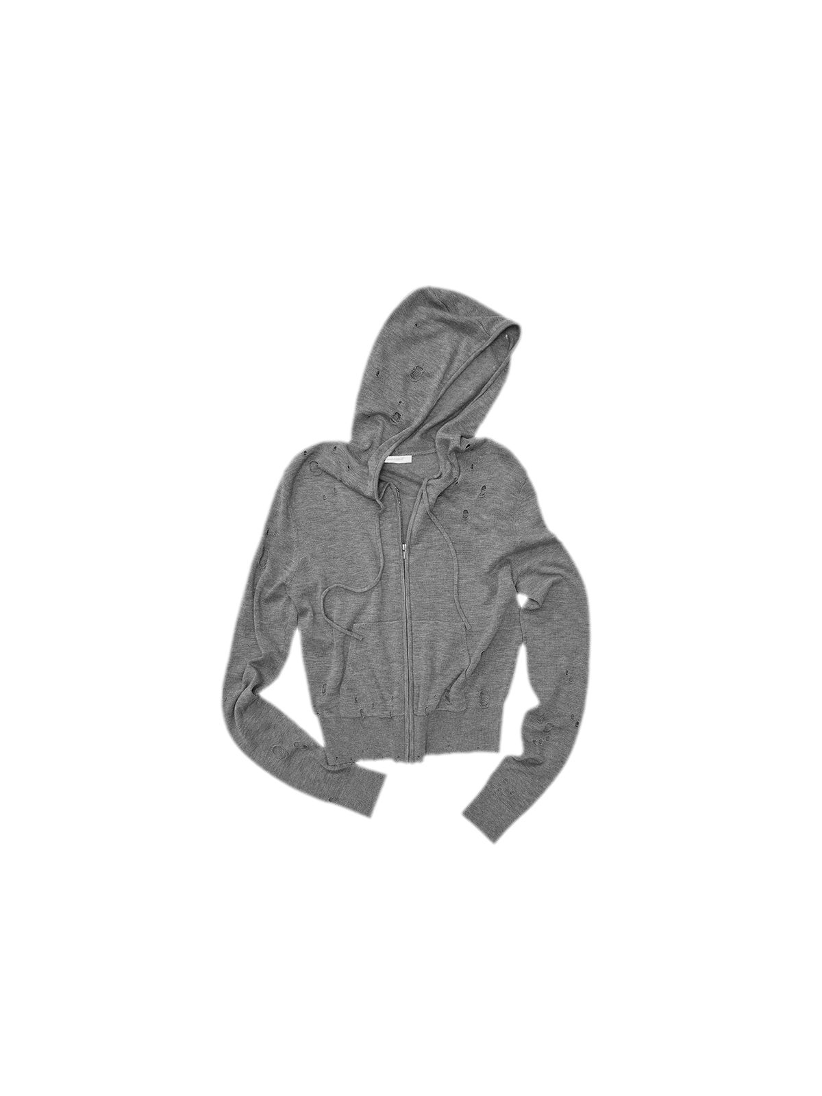 Distressed Hooded Zip Knit Cardigan