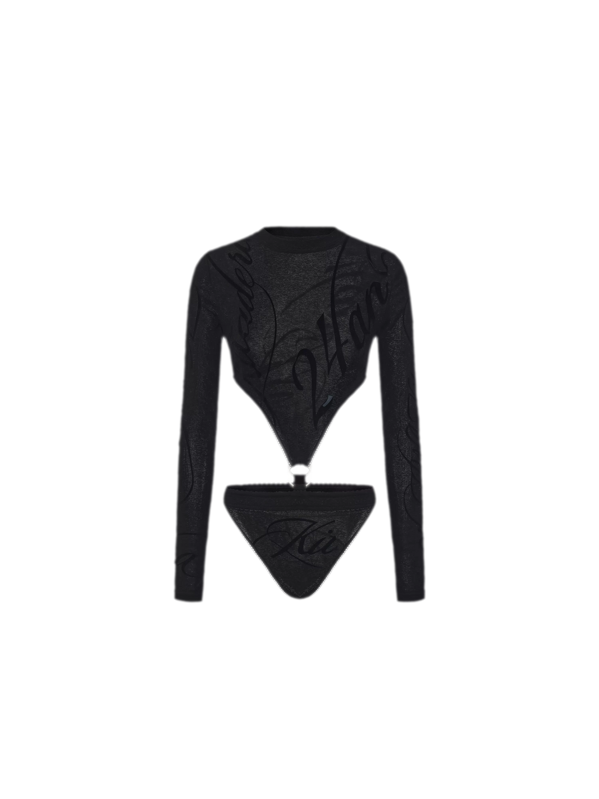 24ANS Flocked Cutout Fitted Bodysuit - back