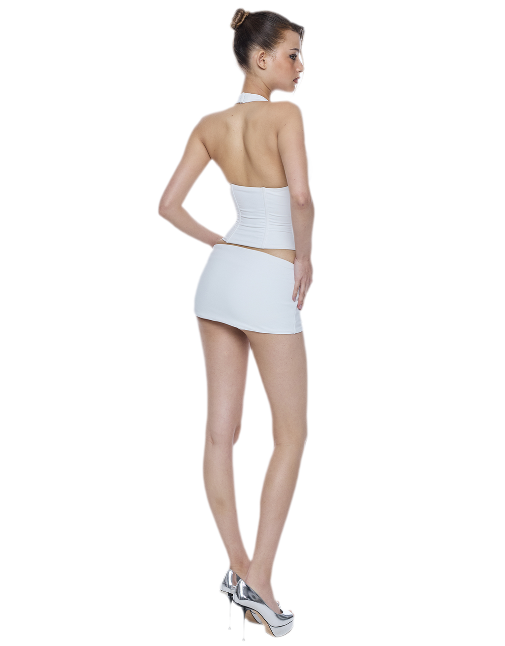 BUM STUDIO Structured Bustier &amp; Embroidered Mini Skirt Set
