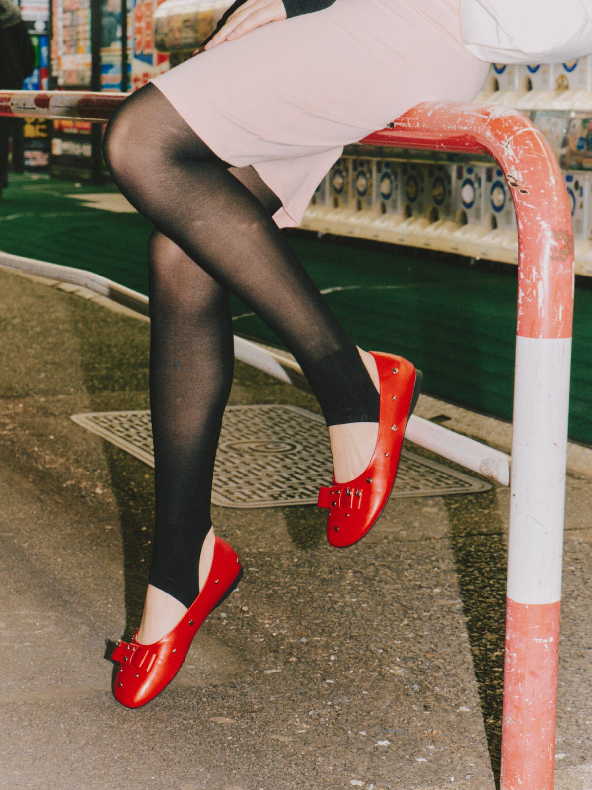 Floral Bow Ballet Flats – Coquette Vegan Leather Flats with Rivet Details