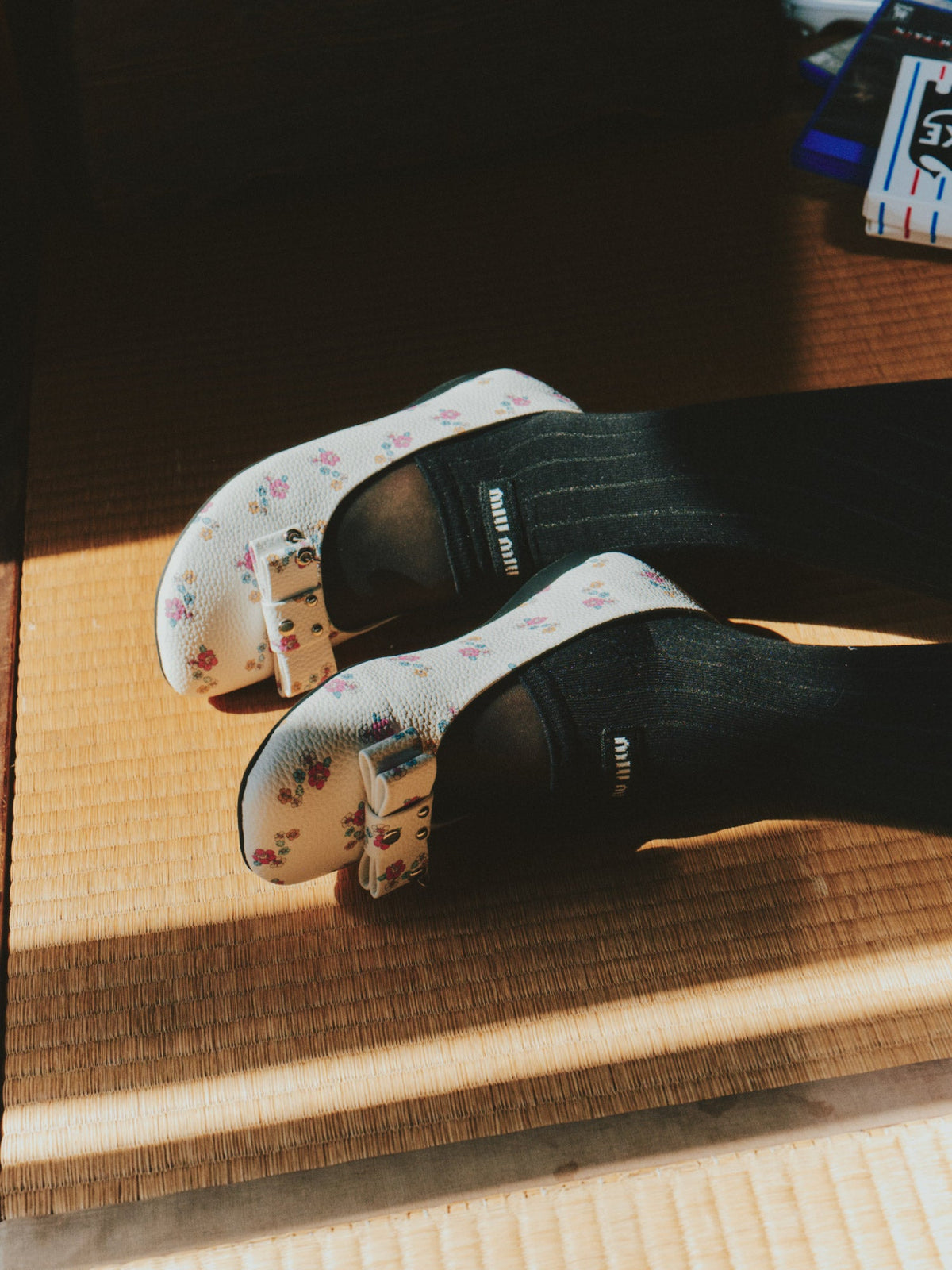 Floral Bow Ballet Flats – Coquette Vegan Leather Flats with Rivet Details