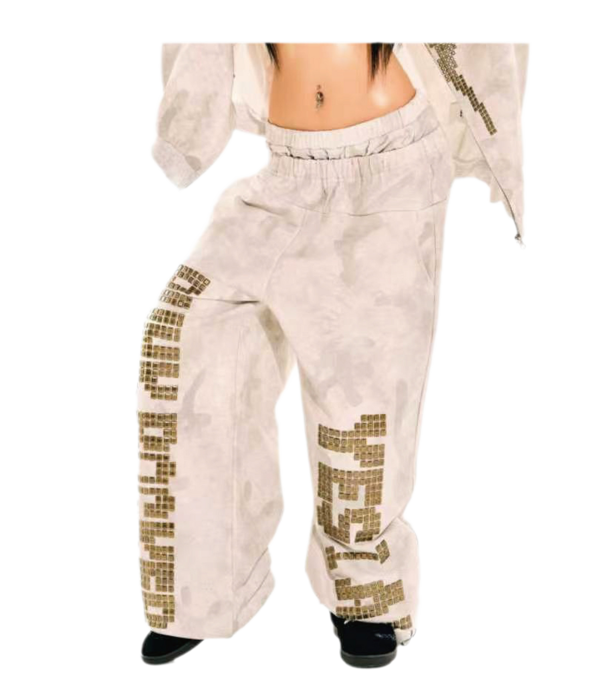 24ANS Camouflage Rhinestone Hoodie Sweatpants Set - worn 2