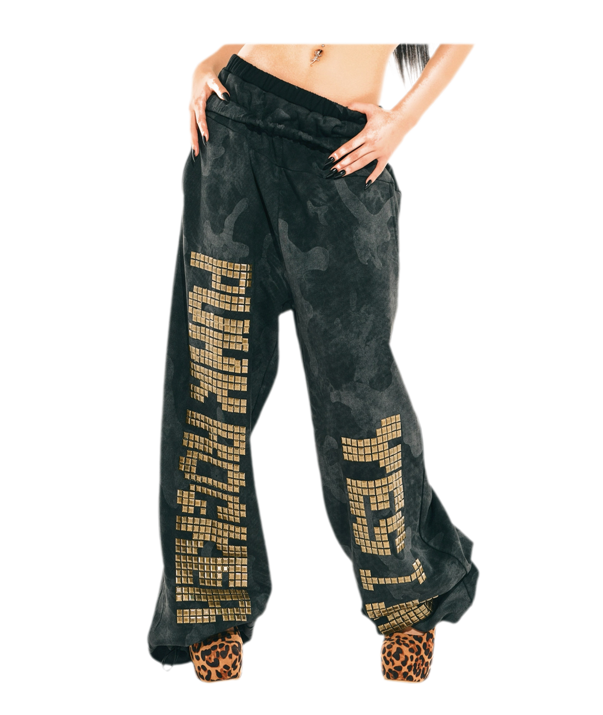 24ANS Camouflage Rhinestone Hoodie Sweatpants Set - worn 3
