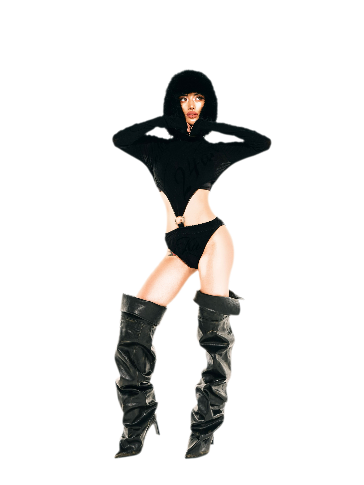 24ANS Flocked Cutout Fitted Bodysuit - worn 1