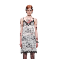 Vintage newspaper print lace trim camisole dress