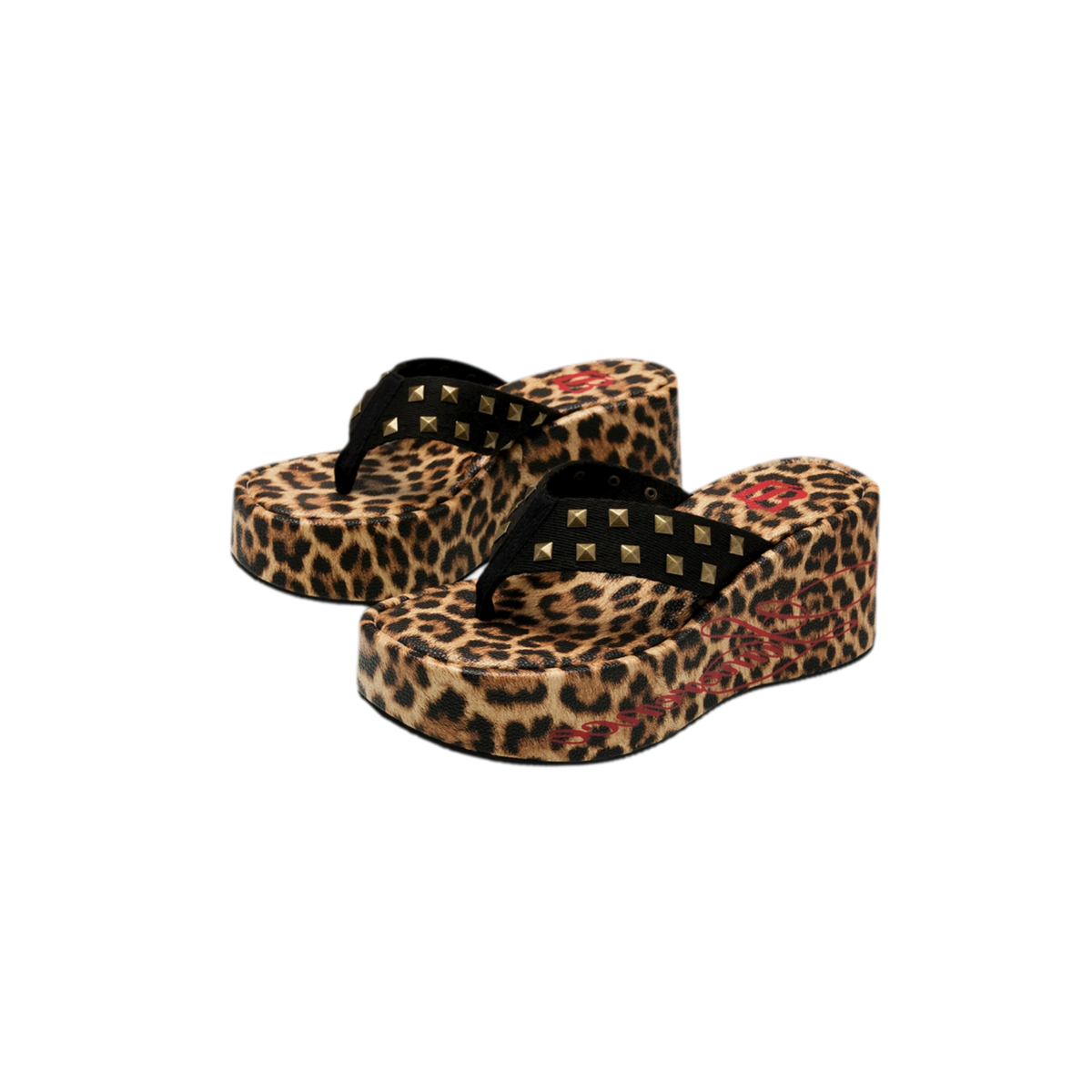 UNICORN BLOOD studded animal print platform slides
