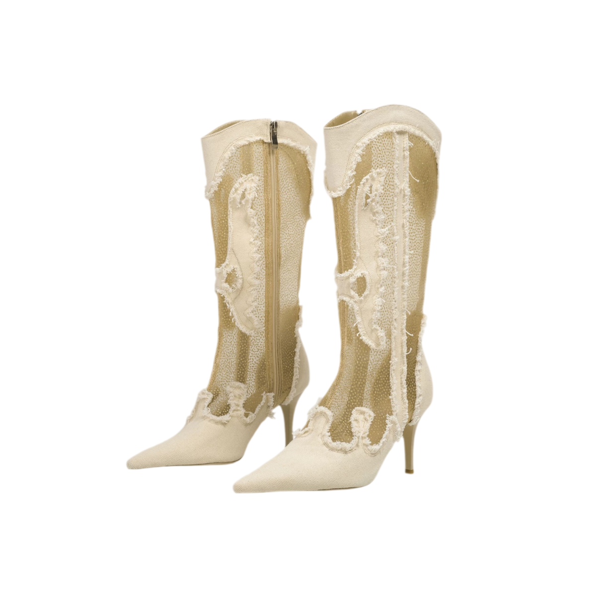 UNICORN BLOOD starry mesh pointed knee-high boots