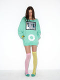 NORGIRA iPod Metallic Print Off-Shoulder Sweatshirt – Green