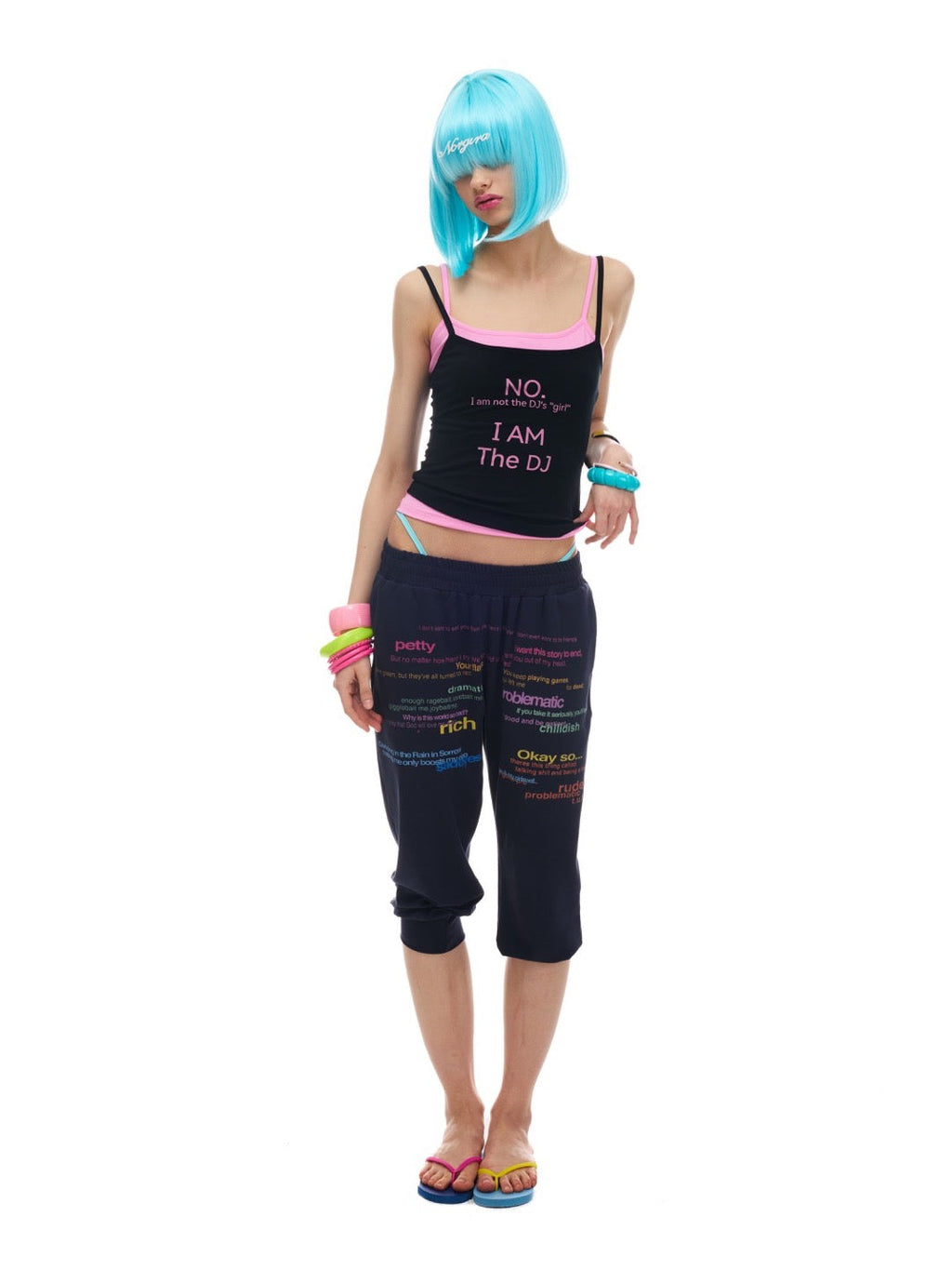 Colour-Block Layered Tank – Black &amp; Pink