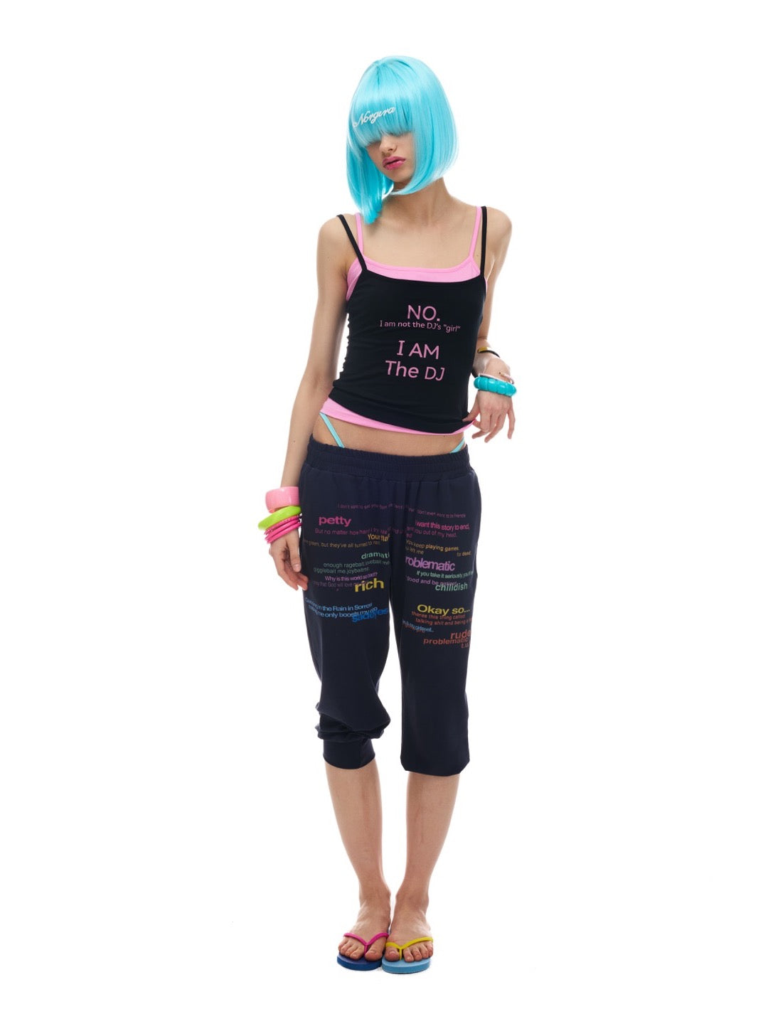 Colour-Block Layered Tank – Black &amp; Pink